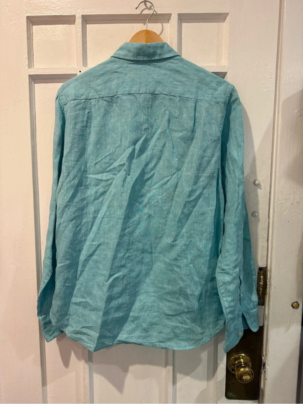 J. Crew Teal Linen Button-Up Shirt